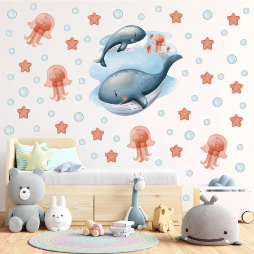 Wallstickers – Whales and jellyfish